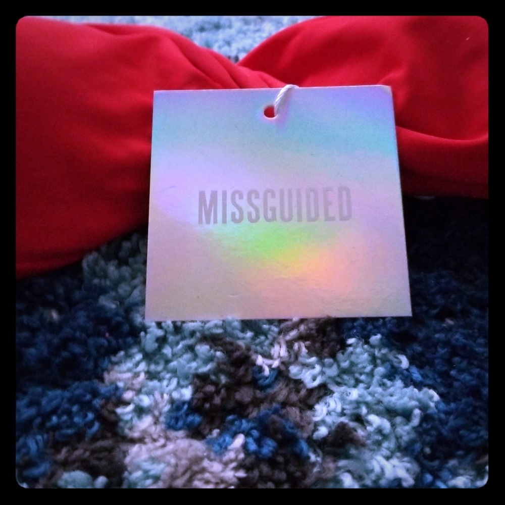 Missguided Red Bandeau Bikini Top